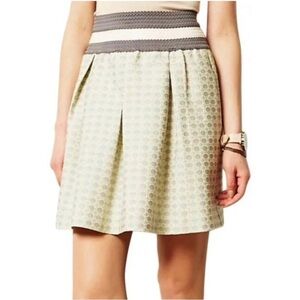 Anthropologie Maeve Seren Green and Gray  Pleat Skirt Large